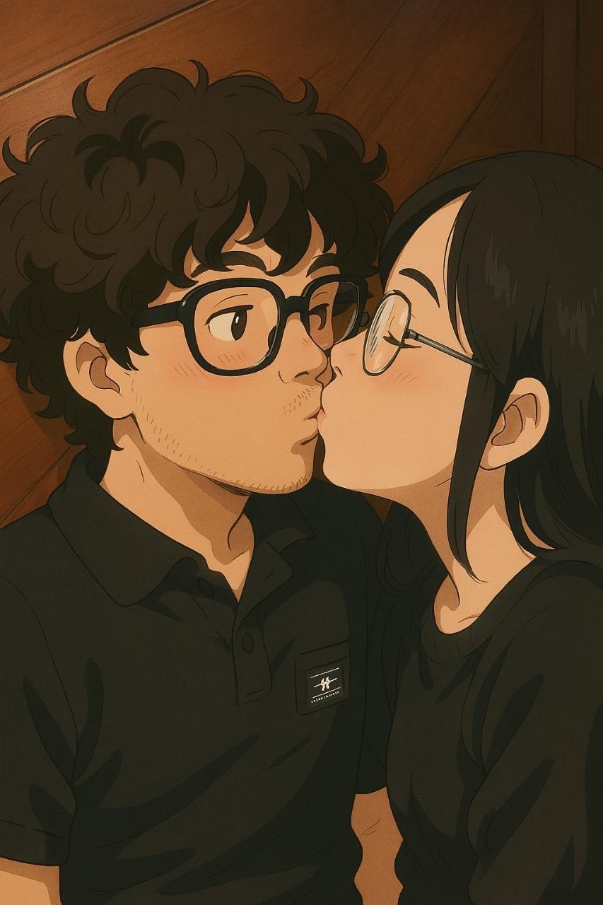 Cute illustrated couple moment