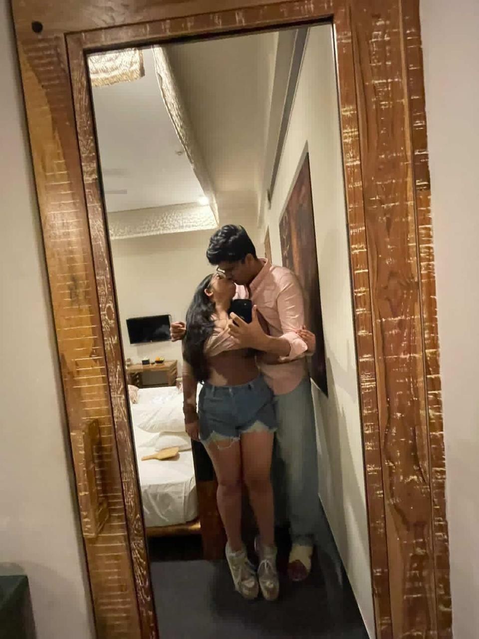 Couple mirror selfie